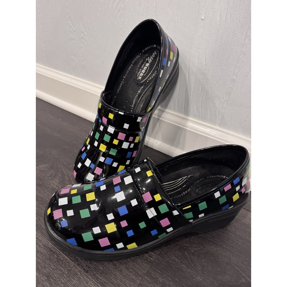 Easy Works by Easy Street Slip Resistant Work‎ Shoes - Geometric Black Size 10M